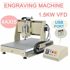 USB 4 Axis 6040 CNC Router Engraver Engraving Driil 3D Milling Machine VFD 1500W - Picture 1 of 10