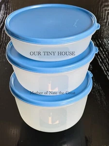 Juego de 3 cuencos modulares Tupperware azules #1699, #1700, #1701 vintage EE. UU. - Imagen 1 de 8