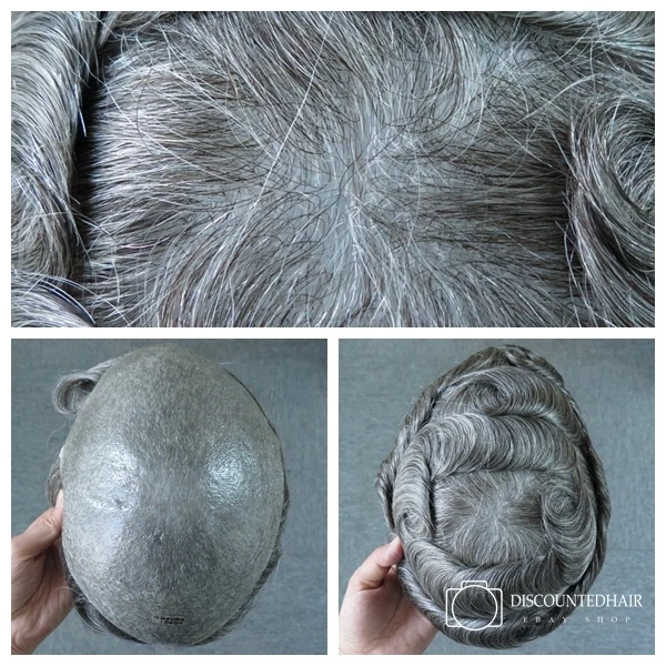 Skin Front Toupee Hair Replacement System Mens Hairpieces #1b40 Mono Center