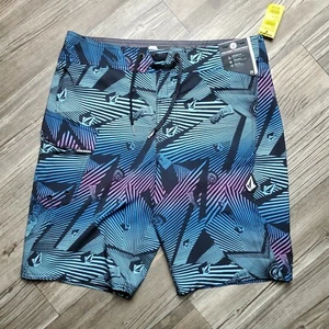 Volcom Modtech Mens boardshorts Swim Trunks Size 29 Stone Dazed Blue Purple NWT - Picture 1 of 12