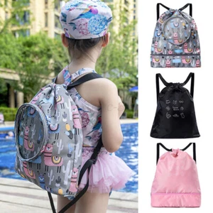 Kids Drawstring Waterproof Backpack Swimming Sport Bag for Wet Dry Separation AU - Picture 1 of 31