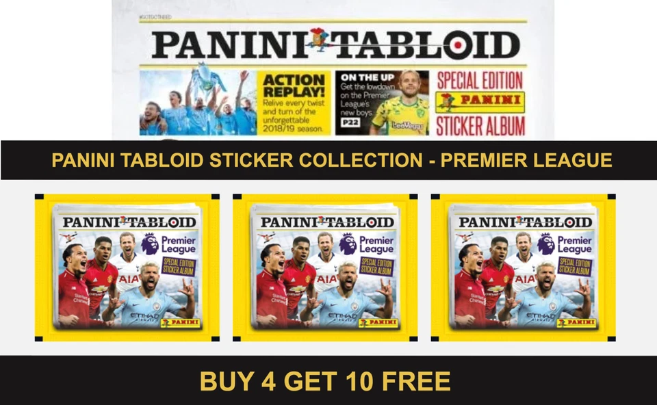 Coleção de adesivos Panini Tabloid Premier League - COMPRE 4 E GANHE 10 GRÁTIS - Imagem 1 de 1
