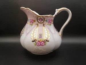 Vintage Royal Danube Gold Pink Floral Pitcher - Picture 1 of 9