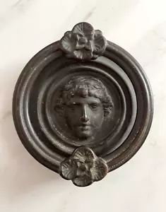 ANTIQUE c1880 VICTORIAN FACE OF ANGEL GARGOYLE ARCHITECTURAL SALVAGE DOORKNOCKER - Picture 1 of 12