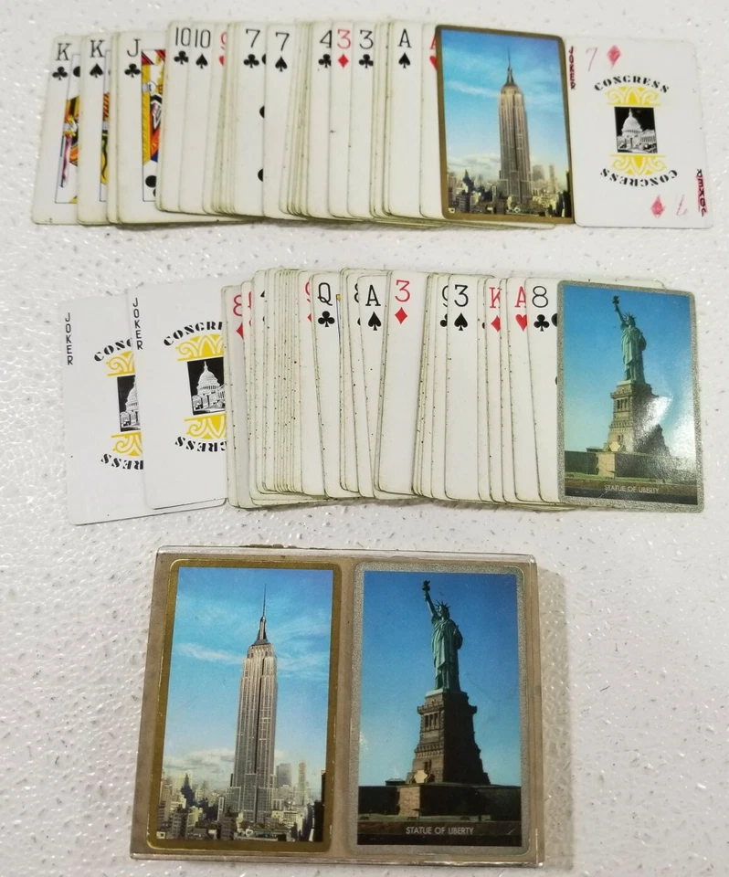 Cartas de baralho vintage Estátua da Liberdade Empire State Building Congresso Nova York - Imagem 1 de 1