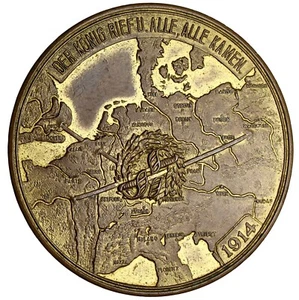 ALEMANIA Movilización Primera Guerra Mundial 1915 Medalla de bronce dorado / cf. Zetz-5009 - Imagen 1 de 3