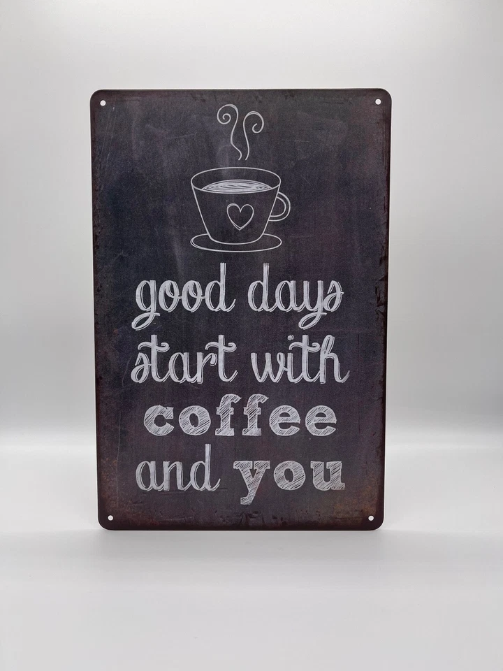 BLACKBEARD WAREHOUSE Blechschild Good Day Coffee 20x30cm Nostalgie Retro Reklame Vintage Deko Kaffee