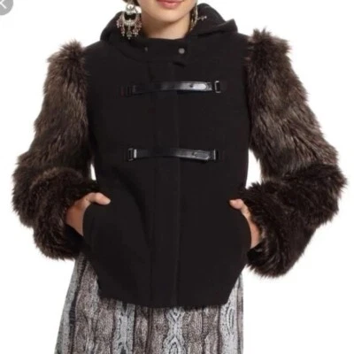 Nuevo con etiquetas Abrigo Anthropologie Leifsdottir Harlow con Capucha Piel Sintética Talla 10 Marrón $308 Foto 1 de 4