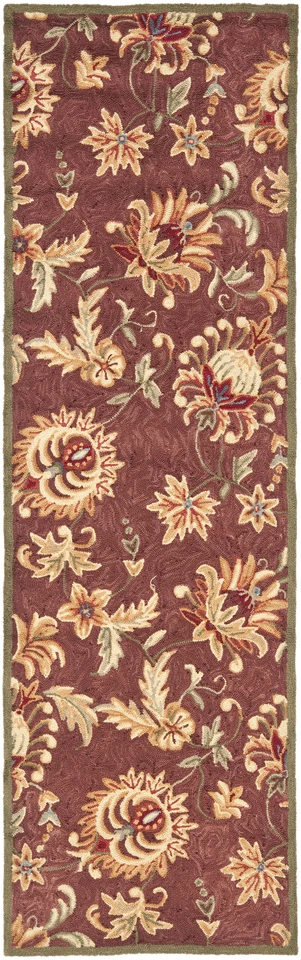 Safavieh Hand Hooked MAROON/GREEN Easy Care Runner 2'-6 x 8' - Image 1 of 1