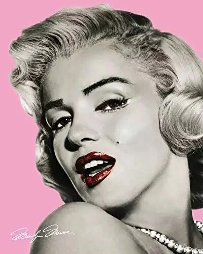 Mini Poster Marilyn Monroe Red Lips Pink Background - Image 1 of 1