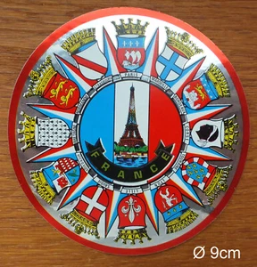 Sticker Aufkleber Paris Eiffelturm Frankreich Wappen Bretagne Lyon 80er Jahre - Picture 1 of 2