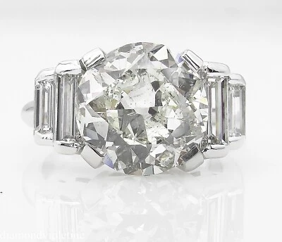 GIA 5.07 Carat Old European Diamond Engagement Wedding White Gold Ring - Image 1 of 4