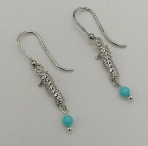 Silver Earrings 925 Women's With Turquoise Hanging Jewel Italian - Picture 1 of 6