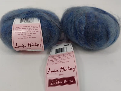 Louisa Harding Yarn La Salute Quattro Mohair/Nylon Blue Lot/2 Italy Discontinued - Image 1 of 4