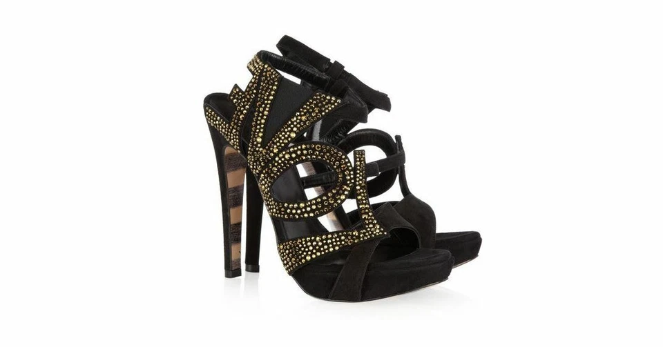 Новый - GEORGINA GOODMAN женщин 'LENA' черный замшевый каблук сандалии - США 7,5 / ЕС 38 - Изображение 1 из 4