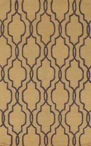 Contemporary Trellis Agra Gold Oriental 5x8 ft Area Rug Hand-Tufted Wool Carpet