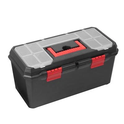 19" Heavy Duty Plastic Tool Box Organiser Toolbox Compartment Tray Nail Storage