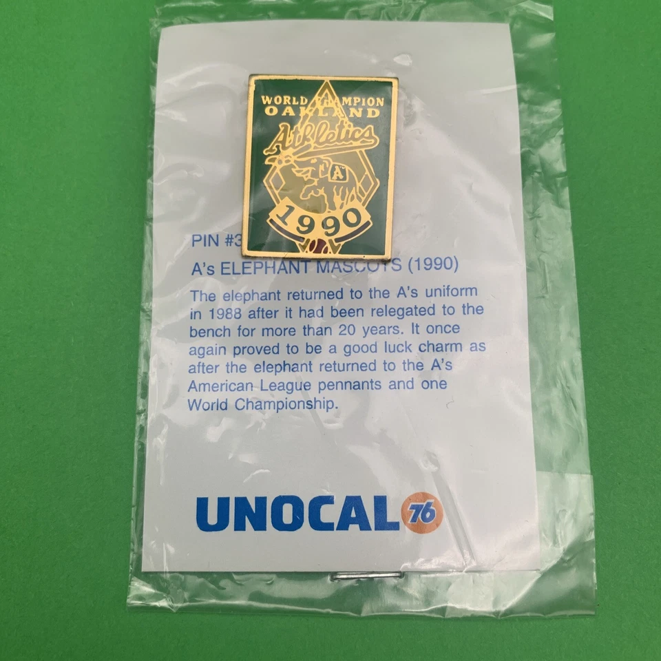 Oakland Athletics MLB A's enamel PIN Unocal 1990 World Champion Elephant - Image 1 of 1