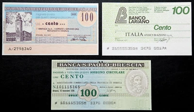 Lot of 3x Italy Banknotes Cashier's Cheques - 1976, 1977 UNCIRCULATED - Image 1 of 2