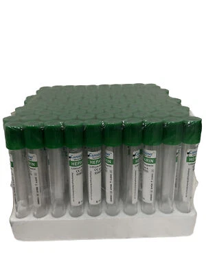 Tubos de recolección de sangre de heparina de litio - Tubos de sangre de vacío 6 ml - Estériles - 13x100 mm Foto 1 de 3