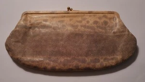 Snakeskin Purse Original By Rath NY Tan Kiss-Closure With Mirror 8"x 4" - Picture 1 of 12