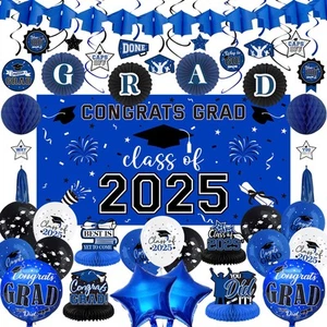 Blue Graduation Decorations 2025 Grad Party Decorations Set Class of 2025 Back - Picture 1 of 6