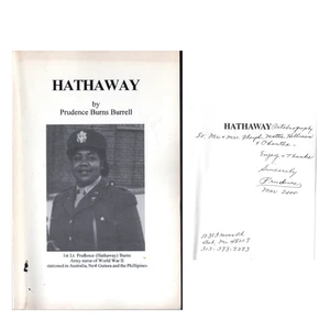HATHAWAY by Lt. Prudence Burns Burrell (1997) Army Nurse WWII WW2 SIGNED *RARE* - Picture 1 of 5