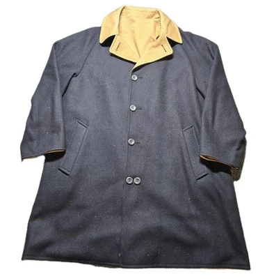 Vintage 60s Pendleton Jacket Mens 44 Blue Overcoat Reversible Wool Made in USA - Image 1 of 4