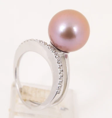 Anillo de perlas Edison de 13,5 mm tamaño EE. UU. 7,5, plata de ley 925 #SR318 Foto 1 de 4