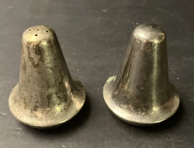 Vintage Silver Plated Unique Shaped S&P Salt & Pepper Shaker Set T1 - Image 1 of 3