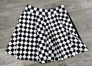 Damas M Blanco y Negro Cuadros Patinador Falda Tenis Golf Ropa Atlética - Imagen 1 de 6