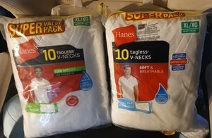Hanes 2135P0 Men's V Neck Size Xl White T-Shirt - 10 Piece - Picture 1 of 2