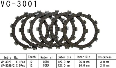 Juego de fricción embrague Suzuki LT-Z250 2004-2008 Quadsport ATV Vesrah Foto 1 de 2