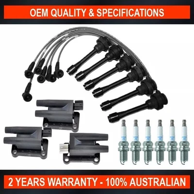 Ignition Coil, Spark Plug & Lead Kit for Mitsubishi Pajero Triton Challenger V6 - image 1 of 4