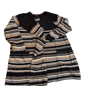 Isaac Mizrahi Live Damen-Cardigan gestreift kaskadenförmig vorne offen neutral Gr. M neu mit Etikett - Bild 1 von 19