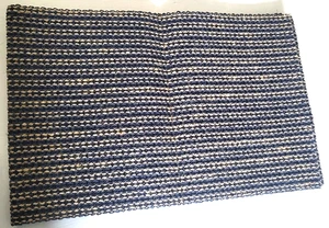 BRAIDED TABLE RUNNER NATURAL JUTE & NAVY 72" Rustic COUNTRY & COTTAGE CORE Mint - Picture 1 of 3