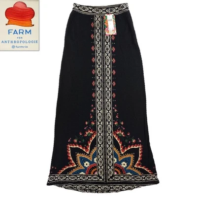 Anthropologie Farm Rio Maxi Saia Floral Motivo Malha Elástica 42" Comprimento XS NOVA COM ETIQUETAS - Imagem 1 de 4