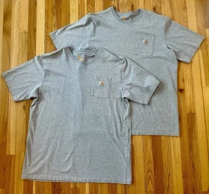 2 Lot Carhartt Pocket T Shirt Men's 2XL Tall Original Fit Gray VGUC - Picture 1 of 5
