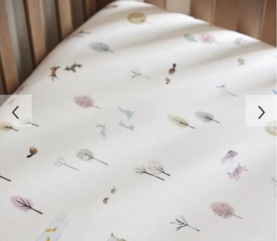 Pottery Barn Crib Sheet Organic Dakota Crib Fitted Sheet Woodland Animals N21 - Image 1 of 4