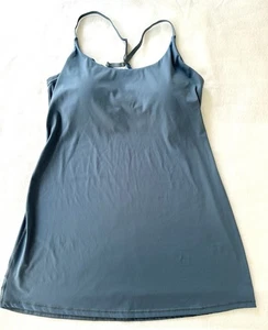 Athletic Tank Dress With Cupped Shelf Bra Yoga Workout Dusty Blue Women’s L - Picture 1 of 7