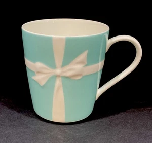 Tiffany &Co Blue Ribbon Bone China Mug Cup 11oz 2010-2019 Japan 3.5x4.5x3.25” - Picture 1 of 5