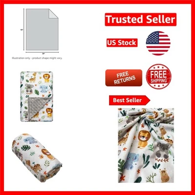 Adorable 30x40” Double Layer Minky Blanket with Dotted Backing for Infants - Image 1 of 4