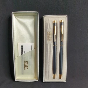 SHARP Pen and Pencil Box Set Black w/Gold Trim - Picture 1 of 6
