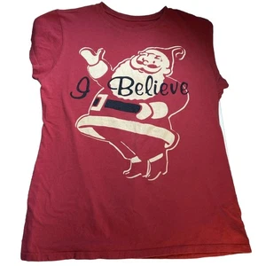 Christmas Santa Vintage Look Tshirt Junior Girls Size XL L.O.L. Vintage Brand - Picture 1 of 5