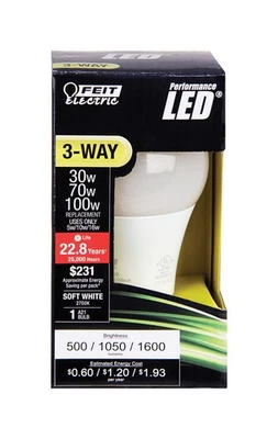 Feit Electric A30/100/927CA A19 120V 2700K Soft White 3-Way LED Light Bulb - Image 1 of 2