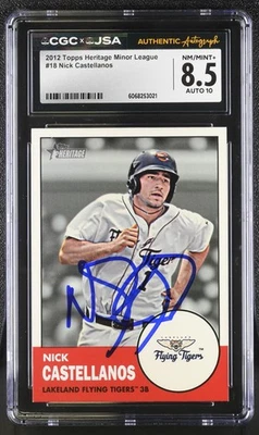2012 Topps Heritage Minor League Edition 18 Nick Castellanos CGC 8.5 JSA 10 Auto - Image 1 of 2