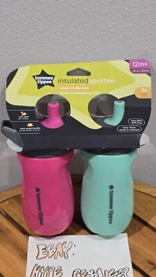 2x Tommee Tippee Insulated Sportee Sippy Cups 9 fl oz 266mL BPA Free - Image 1 of 4