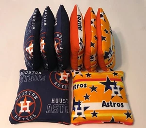 HOUSTON ASTROS CORNHOLE SITZSÄCKE 8ER SET TOP QUALITÄT REGULIERUNG WERFEN SPIEL  - Bild 1 von 1