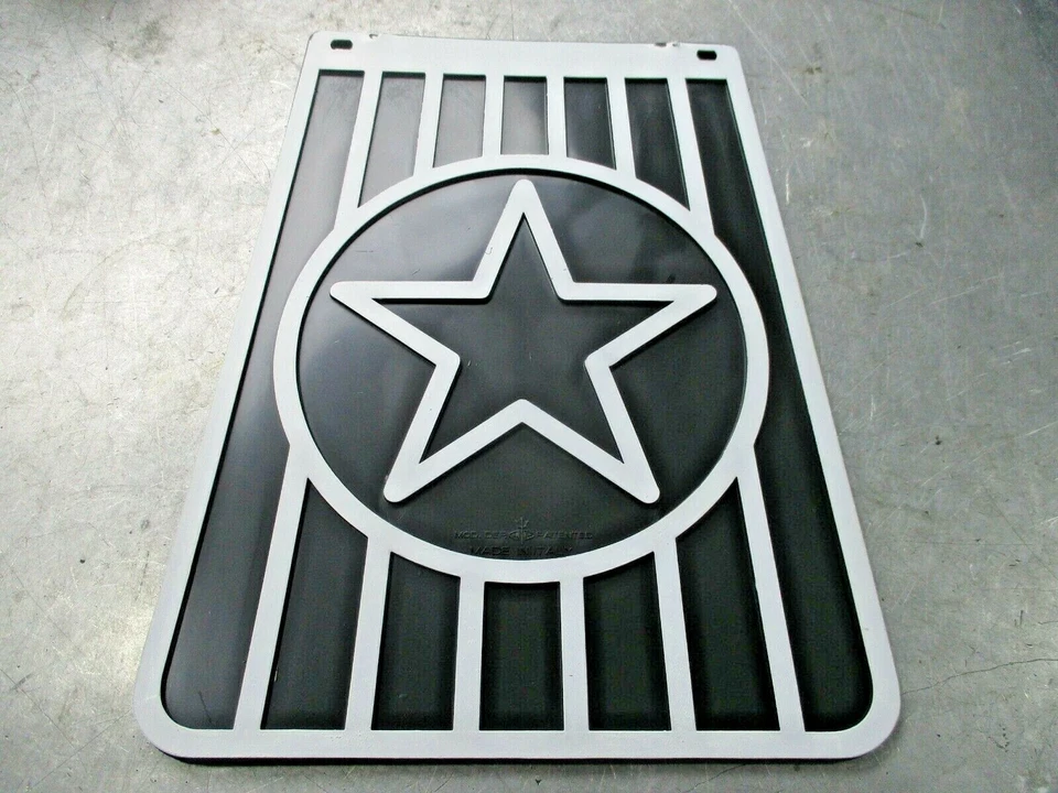 VESPA LAMBRETTA ROYAL ALLOY MUD FLAP STRIPE STAR BLACK WHITE NEW CUPPINI - Image 1 of 1