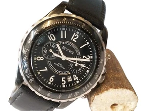 EYKI CHRONOGRAPH QUARTZ BLACK DIAL W8132G JAPAN MEN'S FULL WORKING VINTAGE WATCH - Picture 1 of 22